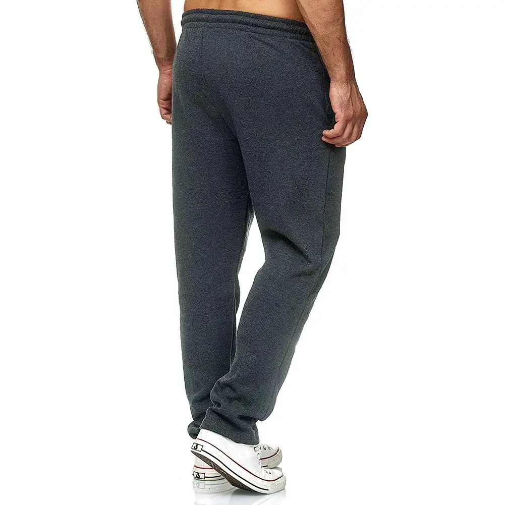 

Men Drawstring Trousers Solid Color Gym Pants Thick Warm Sportswear Sweatpants