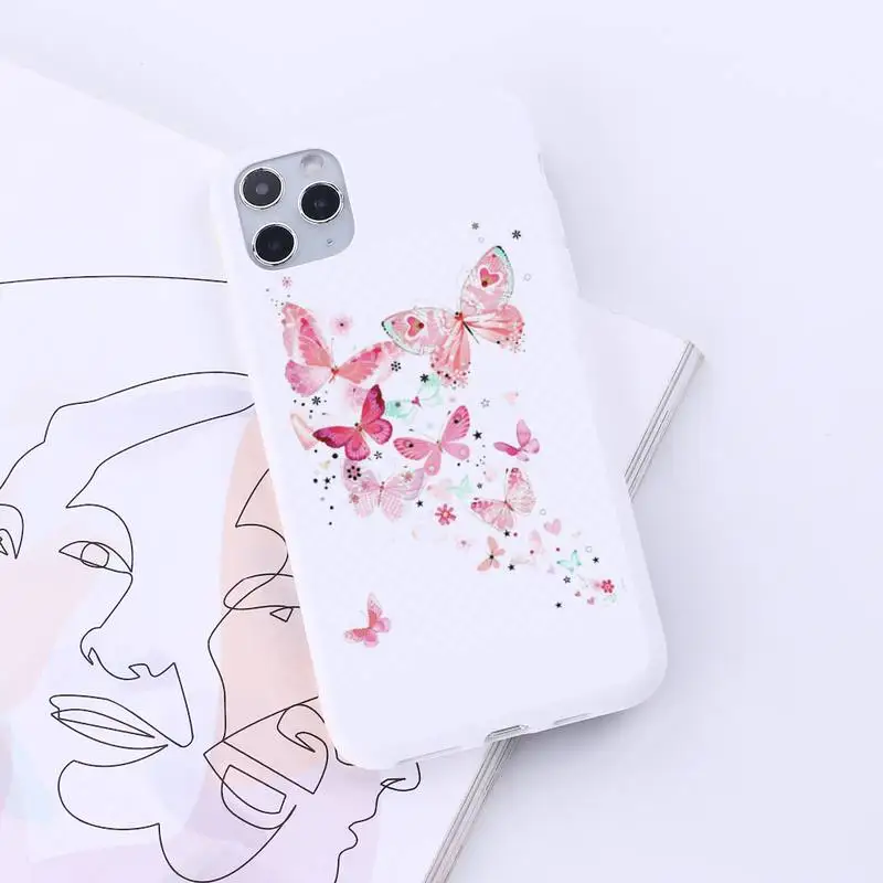 

butterfly beautiful fashion design pattern Phone Case Candy Color for iPhone 6 7 8 11 12 s mini pro X XS XR MAX Plus
