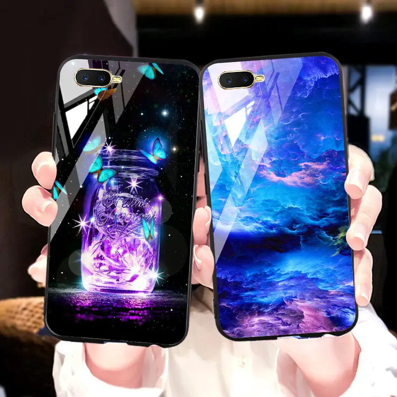 Роскошный чехол из закаленного стекла для OPPO K1 R11S R11 plus жесткого поликарбоната