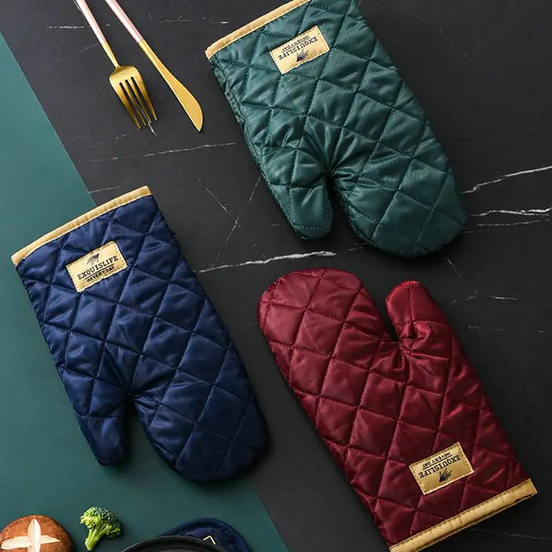 

New 2 Pcs Anti-scald Gloves Thermal Insulation Fabric Gloves Household High-temperature-resistant Kitchen Baking Oven Gloves