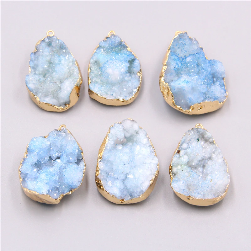 Нерегулярный натуральный камень подвеска-маятник позолоченные хрустальные