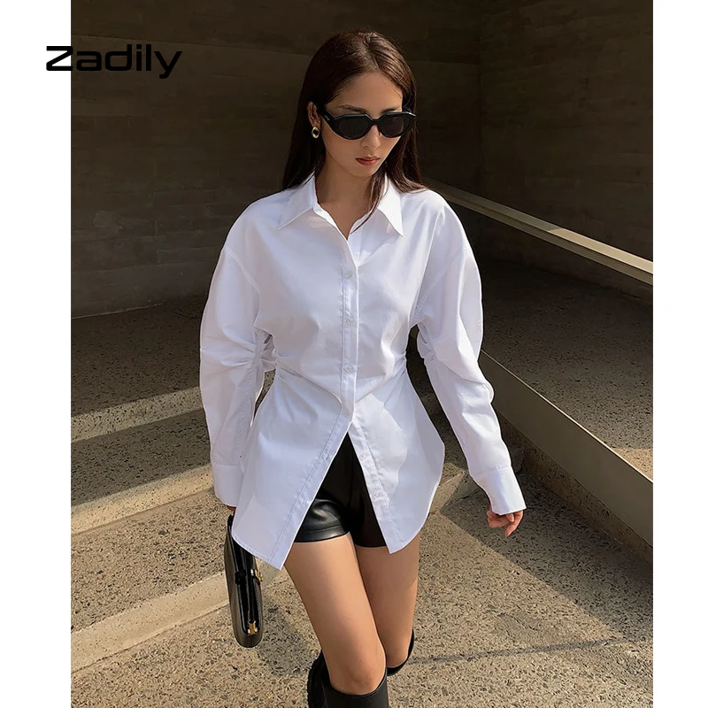 Женская длинная рубашка на пуговицах