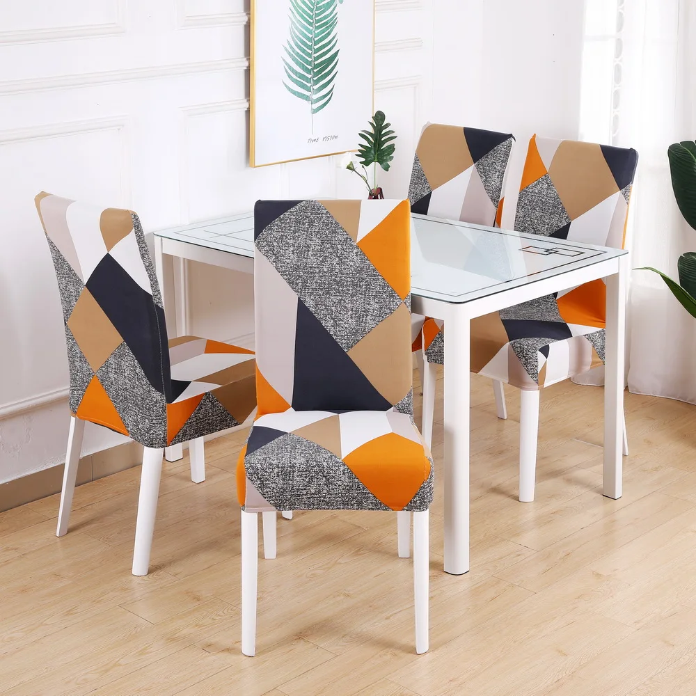 

1/2/4/6PCS Spandex Chair Covers Printed Stretch Elastic Universal Chair Cover Slipcovers For Dining Room Wedding Banquet Hotel