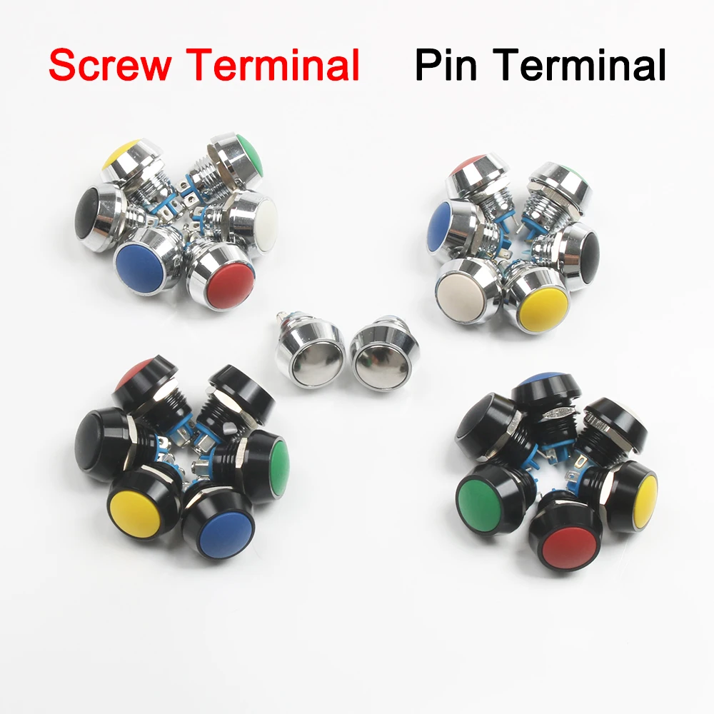 12 мм водонепроницаемый металлический кнопочный переключатель мгновенный