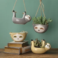 creative sloth hanging flower pot succulent grower succulent potted portable wall hanging ornaments mini garden decoration