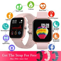 2021 fashion smart watch p8 1 4inch wristwatch men women bluetooth smartbracelet fitness tracker heart rate clock pk amazfit
