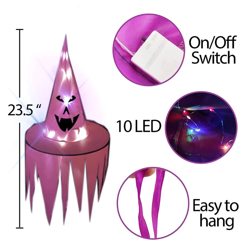 2 PCS Glowing Witch Hat Children Toys for Chrismas Girls Accessories Funny Gifts Interactive Halloween | Игрушки и хобби