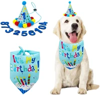 dog birthday hat with figures and bandana scarf for pet birthday party supplies