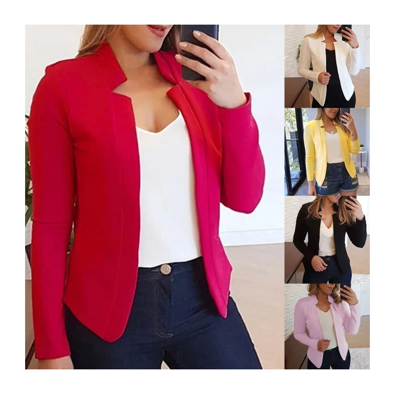 5XL Plus Size New Women Blazer Thin Long Sleeve Blazer Solid Color Office Lady Suit Coat 2021 Fashion Women Basic Coats Autumn