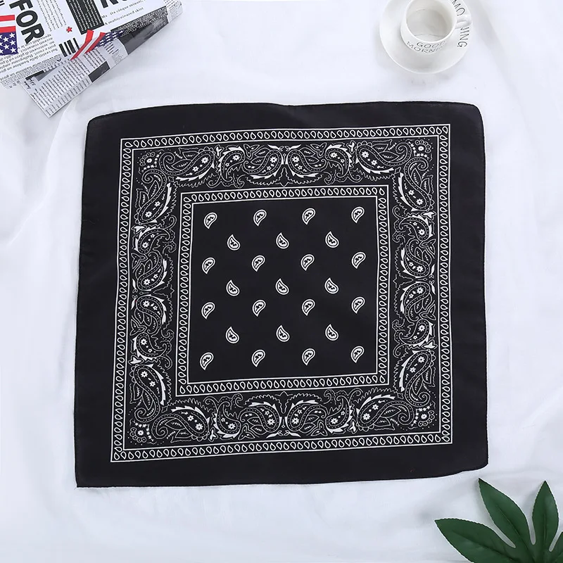 Fashion Hip Hop 100% Cotton Bandana Square Scarf 55cm*55cm Black Red Paisley Headband Printed For Women/Men/Boys/Girls |