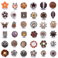 owl brown crystal 18mm snap button jewelry womens fashion snap button bracelet necklace accessories 5pcslot wholesale