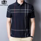 Футболка-поло MIACAWOR мужская с коротким рукавом, клетчатая рубашка, приталенный силуэт, повседневная, T989, на лето