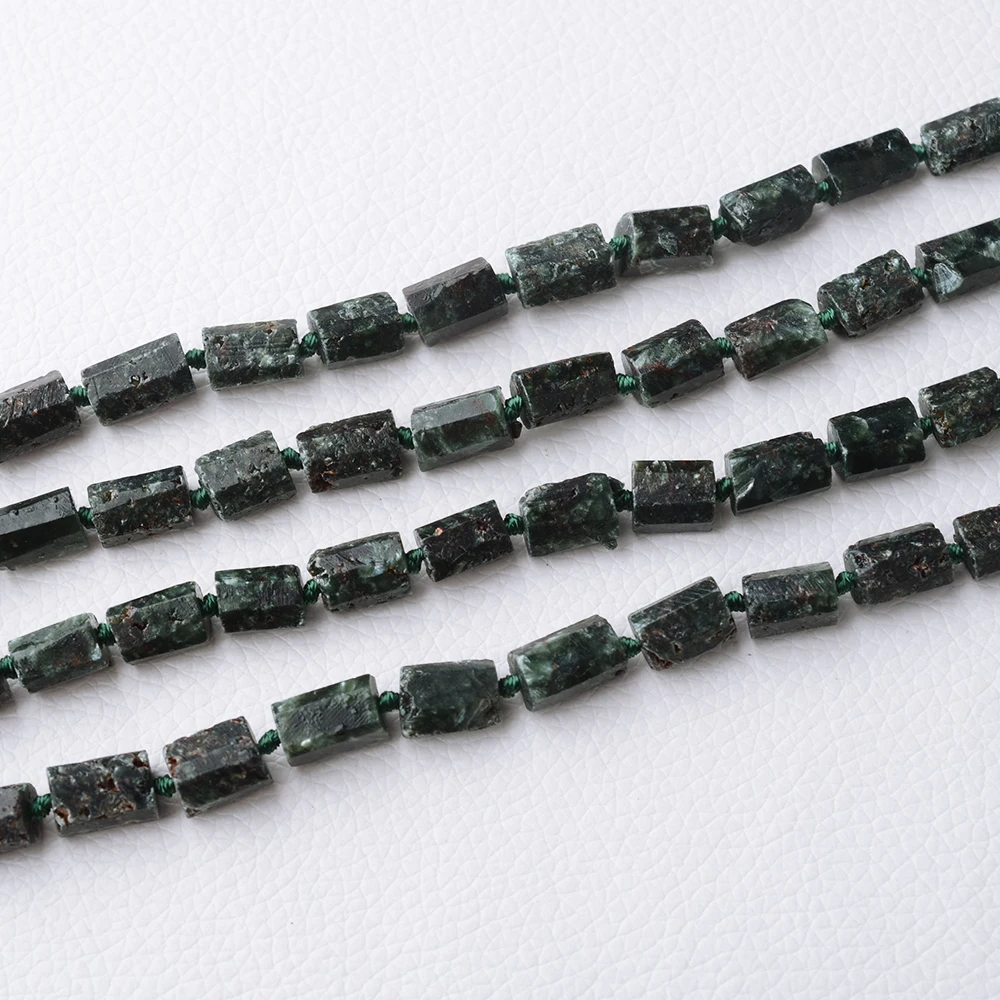 

Green Seraphinite6-8mm Nugget Free Form Rough Beads Jewelry Design Making DIY Natural Bracelets Necklaces Pendants