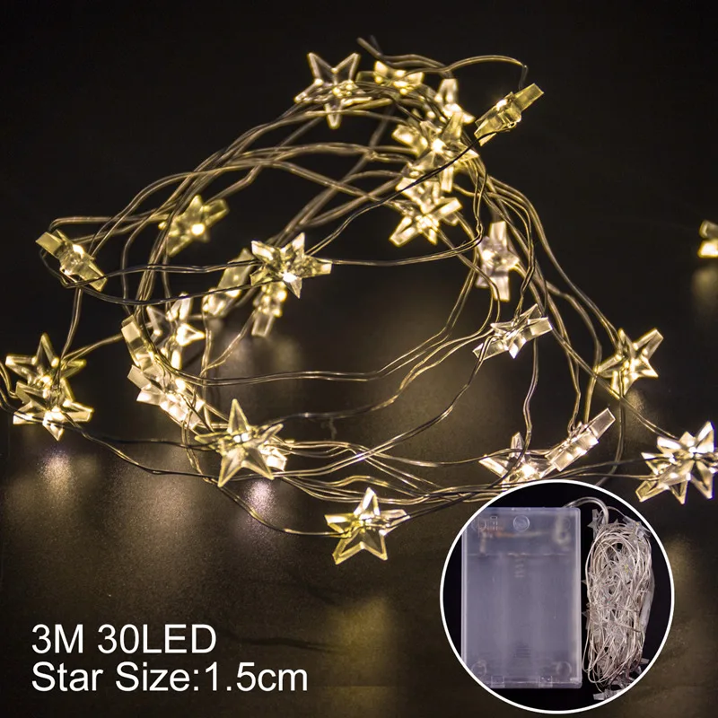 3m star string 20LED Наружное освещение рождественнской елки украшения Рождественские украшения для дома Снеговик Лось Снежинка Рождественский кулон - Цвет: 3m star string