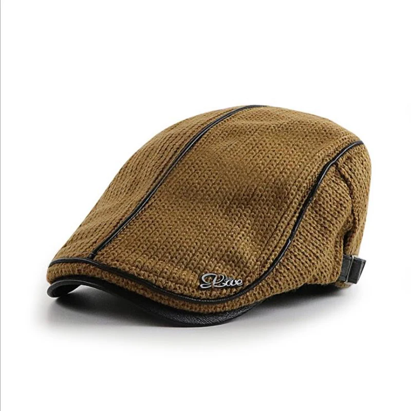 [JAMONT], высококачественный брендовый вязаный берет, Casquette Homme, кожаная плоская кепка для мужчин, Boina Hombre, Кепка с козырьком, Planas Snap - Цвет: As shown