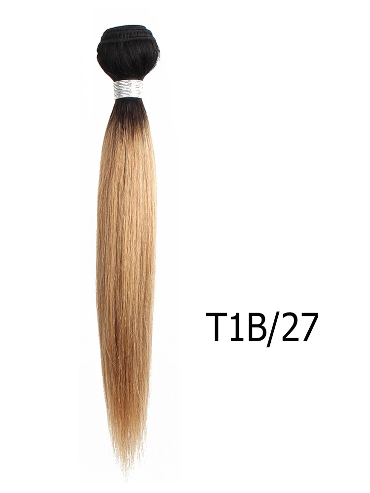MOGUL HAIR T 1B 27 Омбре медовый блонд волосы на Трессах 3/4 пучков индийские прямые волосы не Реми человеческие волосы для наращивания 10-24 дюймов - Цвет волос: T1B/27