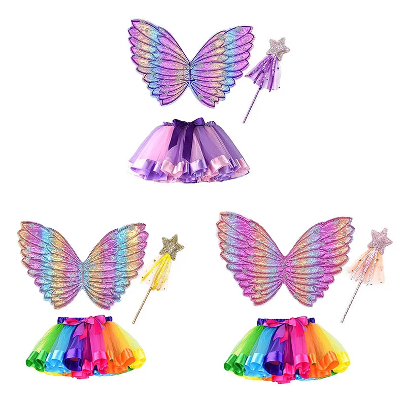 

Kids Girl Butterfly Wings Star Wands Children Princess Stage Performance Props Christmas Birthday Party Favors Gift