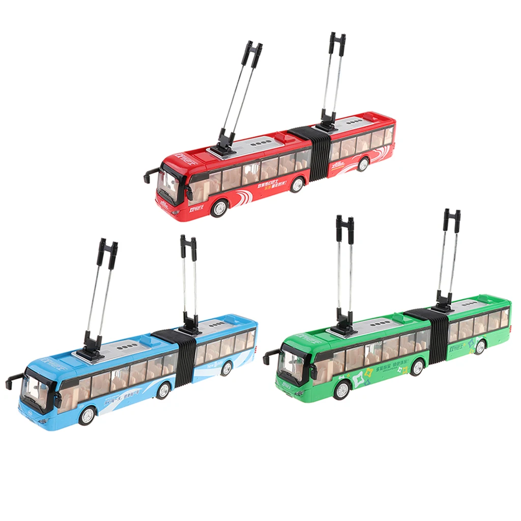 

Children Diecast Pull Back Trolley Bus Model with Music & Light, Doors Can Open Toy Kids Vehicles Toy Christmas Gifts