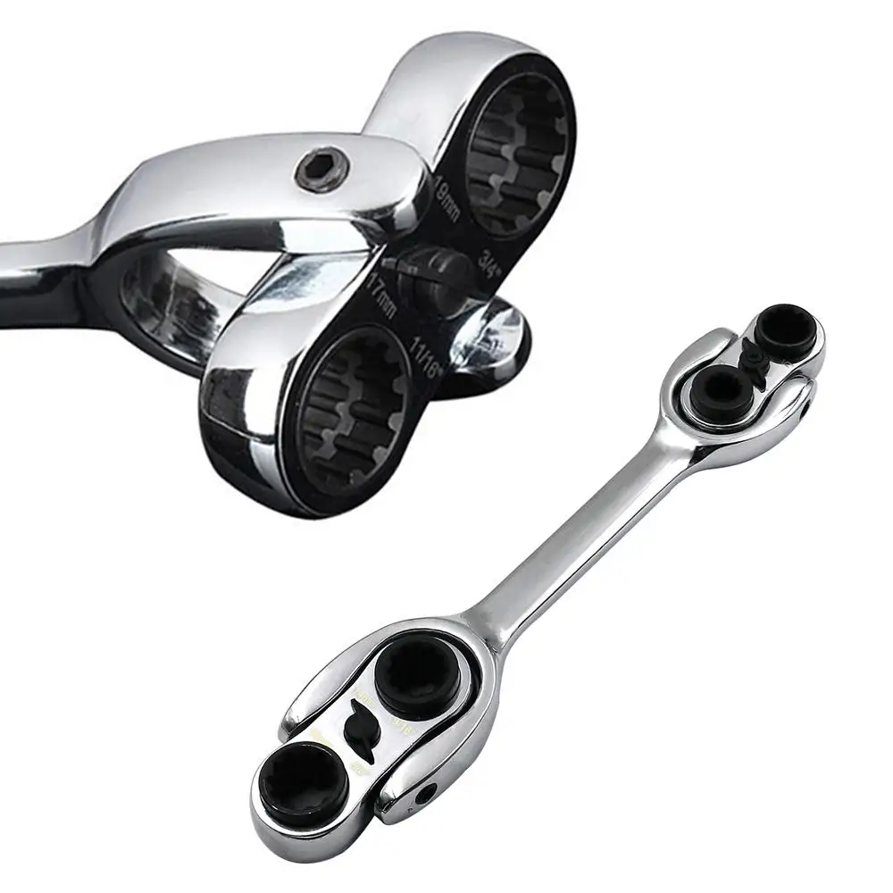 

Flexible Pivoting Head Ratchet Combination Spanner Wrench Garage Metric hand Tool 8mm-19mm for Auto Home Repair
