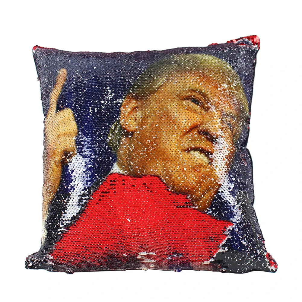 Fashion Super Shining Trump Reversible Color Changing Pillow Case Magical Nicolas Cage Cushion Cover with Sequins Pillow Cover