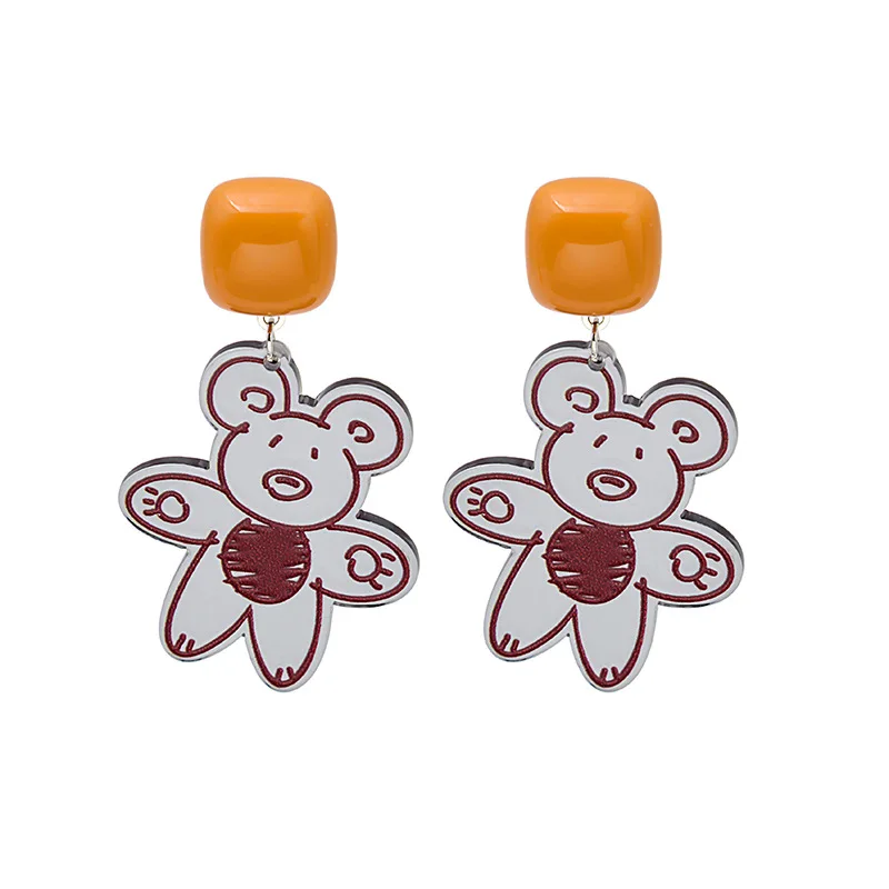 

Acrylic Colorful Flower Bear Earrings Accessory Jewelry