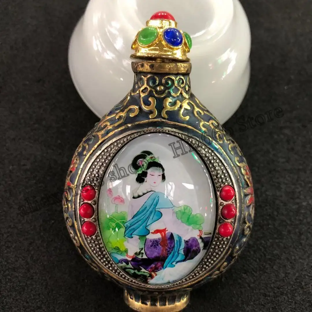 

Ручная медная бутылка для табака, украшение мебели, инкрустированная вручную бутылка для табака с драгоценным камнем