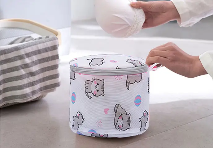 Сумка для стирки одежды с милым рисунком кошки утолщенная Сетчатая машинной