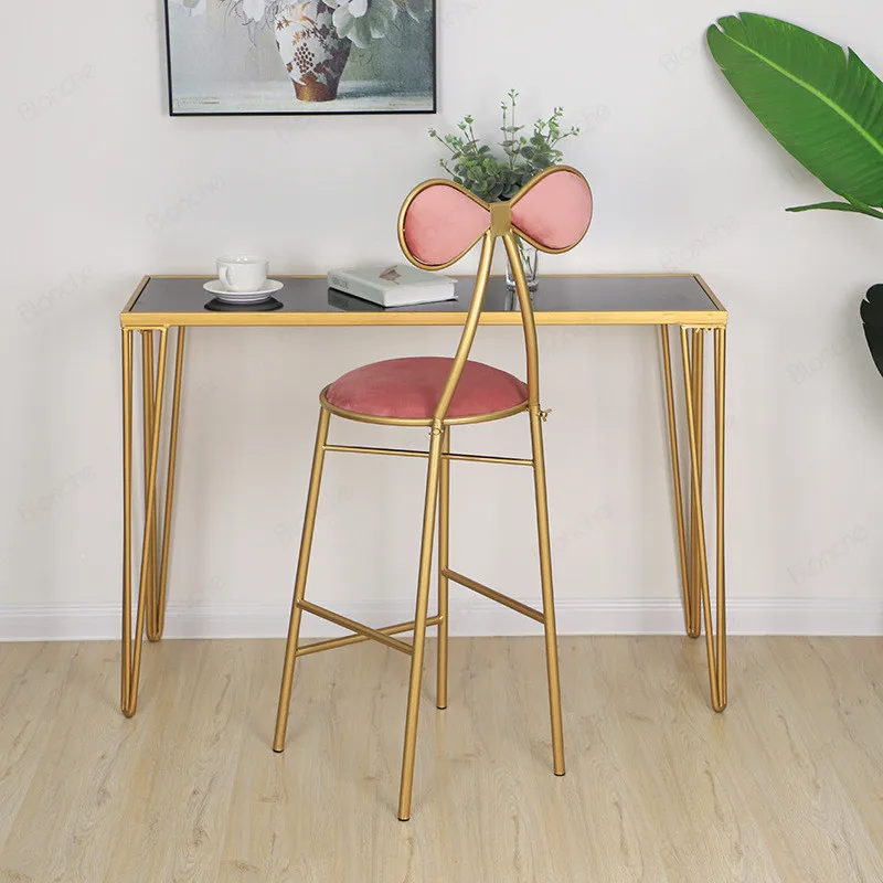 Скандинавские Бабочки металлические обеденные стулья Золотой бар туалетный