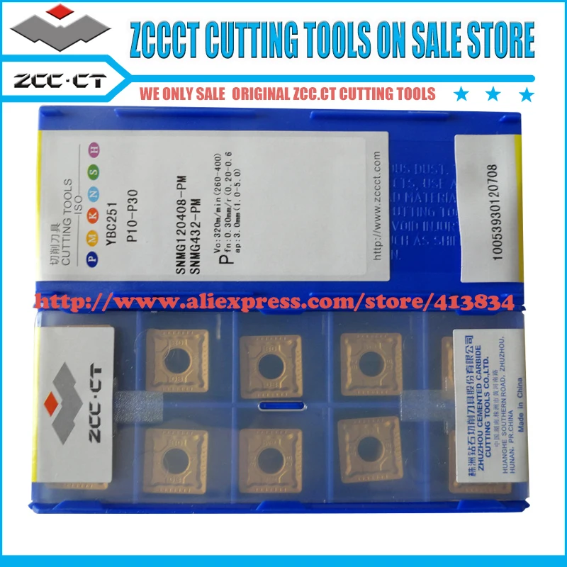 10 шт. ZCC вставка SNMG120408-PM YBC251 SNMG 120408 PM Карбид ZCCCT CNC токарный инструмент вставки