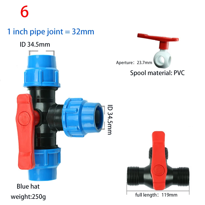 3-ходовой шаровой кран из ПВХ для капельного орошения клапан воды запорный