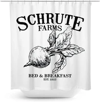 bed breakfast schrute farms beets shower curtain black and white 60 x 72 inch polyester fabric waterproof 12 pack plastic hooks