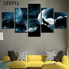 Hd художественный холст для гостиной настенный Декор, 5 штук, полнолунный волк модульный домашний декор