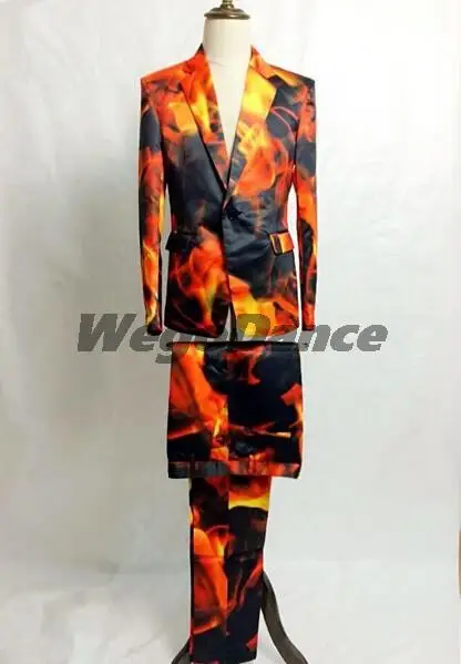 

Hot Men's New Fashion Blazer Stage Male Singer Costumes Men Clothing Printed Suits Sets Formal Dress Mens Jackets