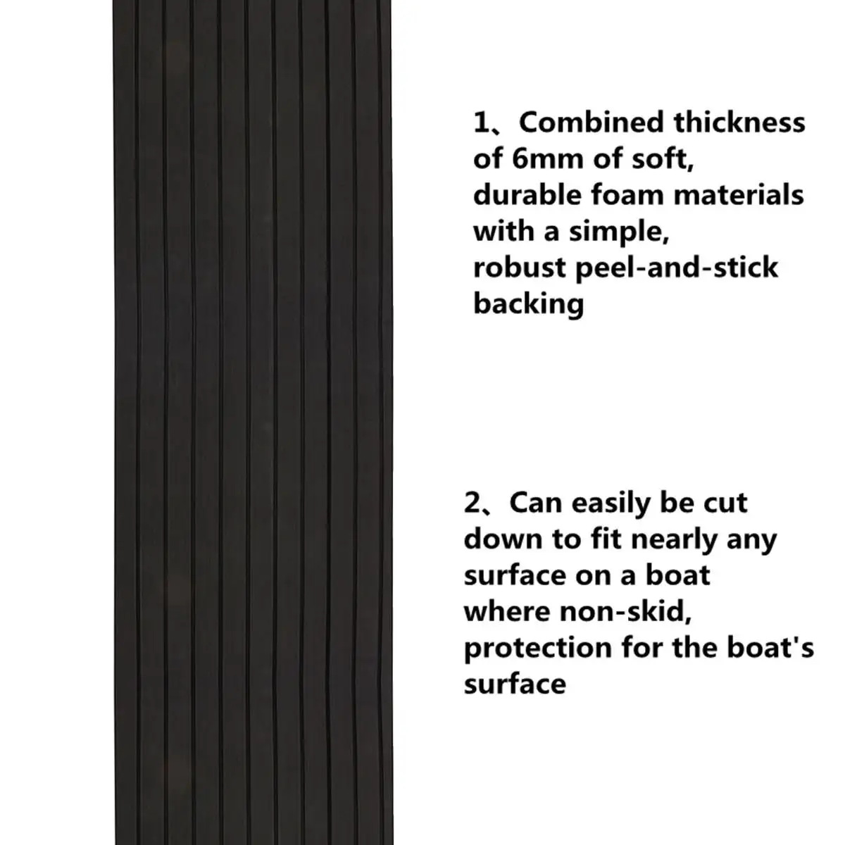 2400x600x6мм Самоклеющийся пенополиэтиленовый поддельный тиковый настил для морского пола на лодке серый черный полосатый бахрома.