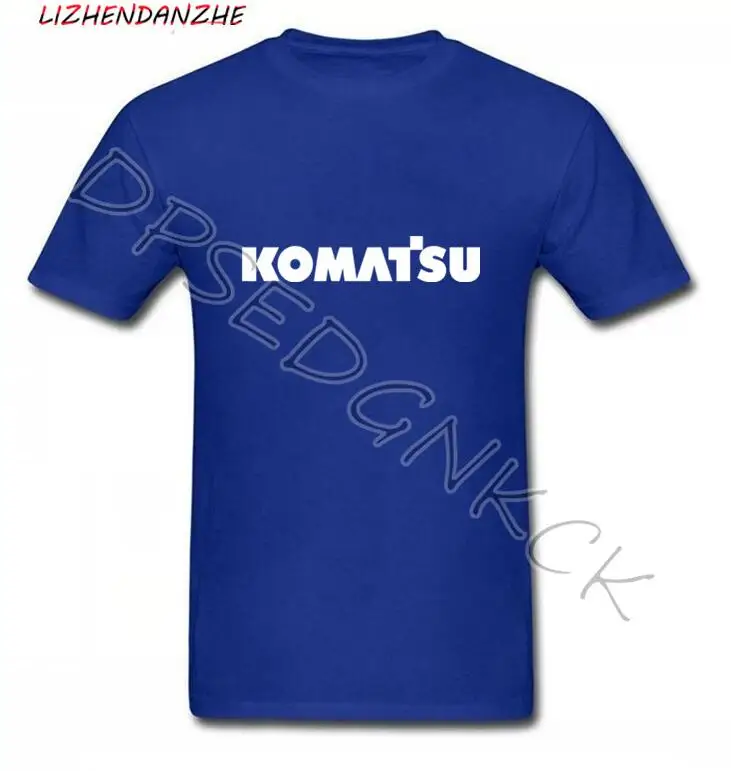 Футболка мужская с логотипом Komatsu майка из хлопка и лайкры модная тенниска