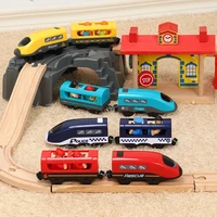 electric train toys railway track vehicle sound locomotive magnetic carriage fit for all brandsthoms wooden track for children