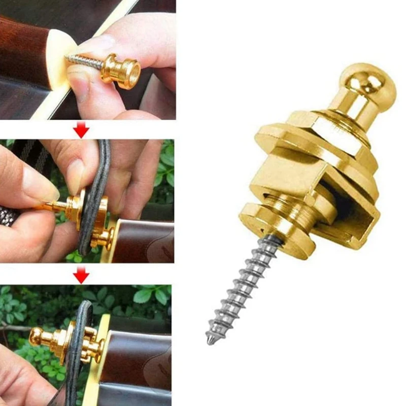 

4Pcs Guitar Strap Locks and Buttons Security Straplocks & 1 Set Long Straight-In Output Jack (Electric Guitar/Bass)
