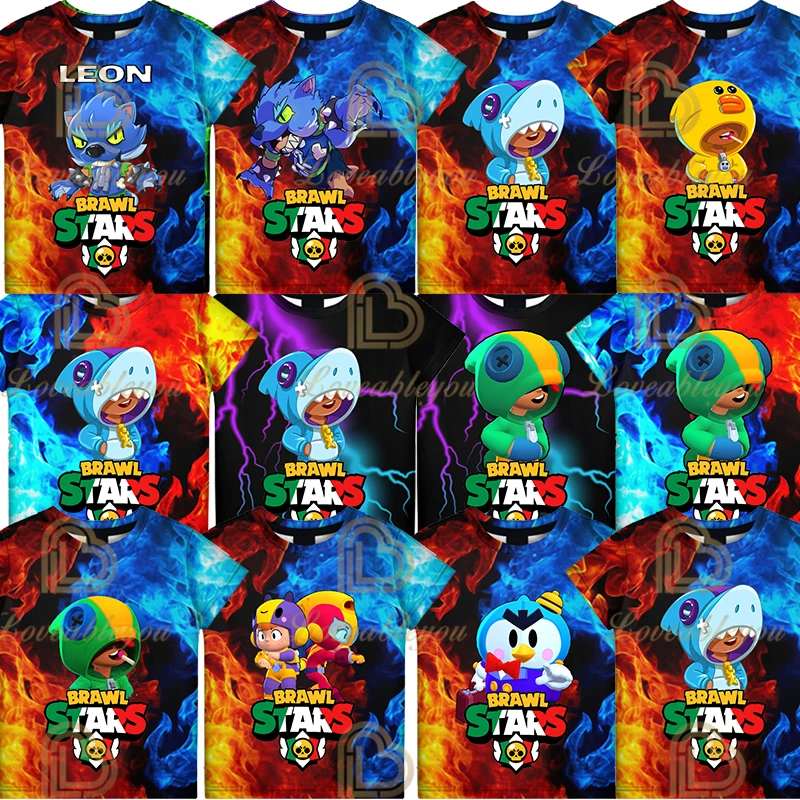 

Stars Buzz Tshirt Costume Clothes for Boy Leon Spike Crow Surge Sandy Max El Primo Game Tops Tees Kid Children T Shirt