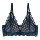 Новый женский бюстгальтер с французской треугольной чашкой, нижнее белье, женский тонкий сексуальный кружевной бюстгальтер с красивой застежкой сзади, бюстгальтер без стальных колец