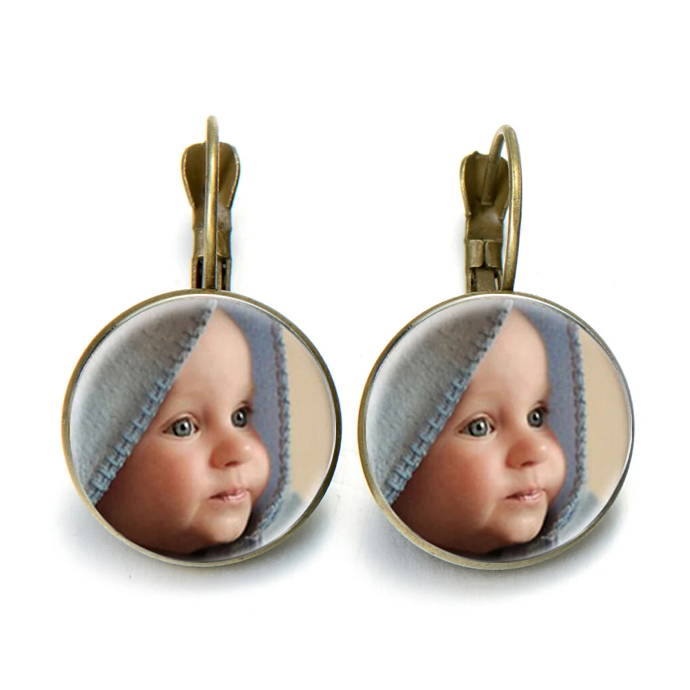 Personalized Custom Drop Earrings Photo of Your Baby Child Mom Dad Grandparent Lover French Hook Gift for Family | Украшения и