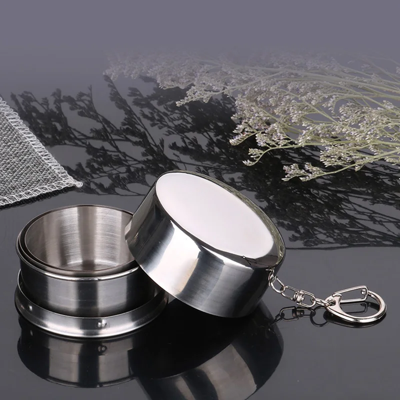 Выдвижная складная чашка из нержавеющей стали с крышкой для воды съемные