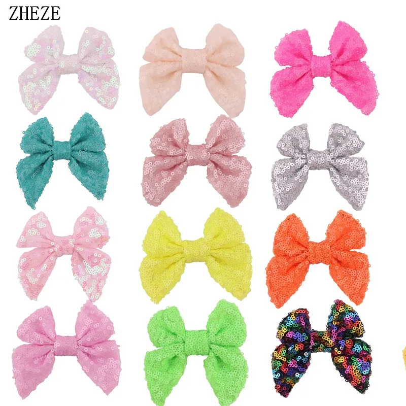 2Pcs/Set Trendy 3.5&quot Sequins Bows Hair Clip Glitter Hairpins Barrette Decoration Festival Party DIY Accessories For Girl |
