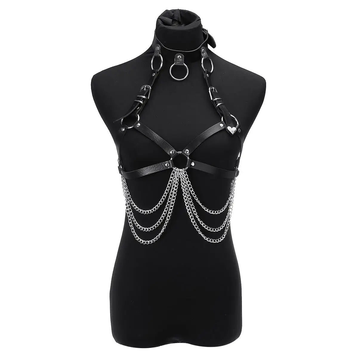 

Sexy Gothic Body Harness PU Leather Garter Chain Waist Belt Strap Corset Bustier Cage Adjustable Suspenders Clubwear For Lady
