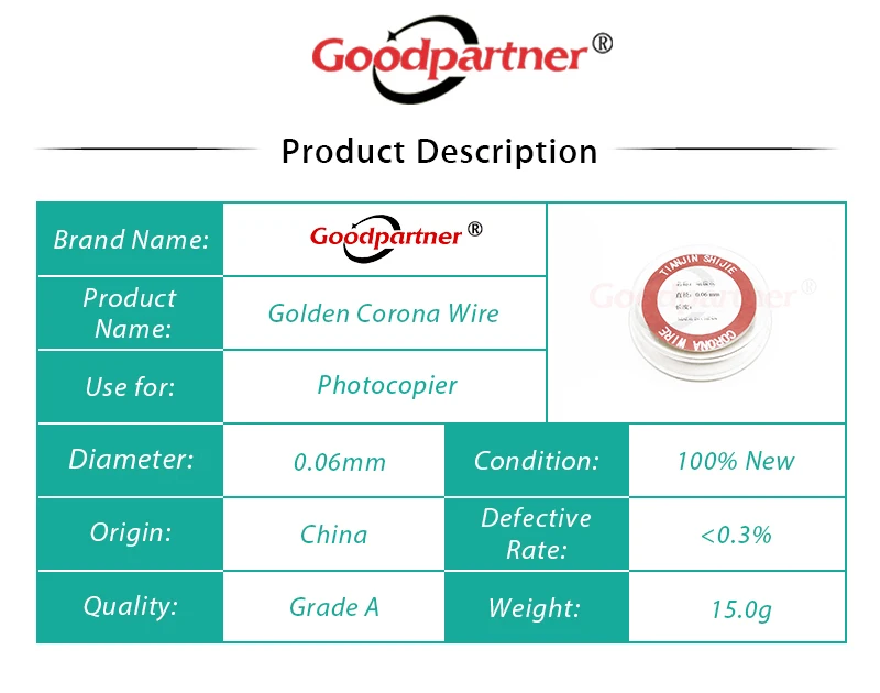 5X Goodpartner Запчасти для копировального принтера 0 06 мм Золотая Корона Электрод