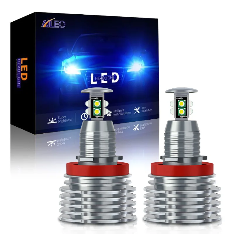 AILEO H8 светодиодный H11 H9 ангельские глазки гало кольцо лампа HID ксенон 6000K для BMW E92 E60