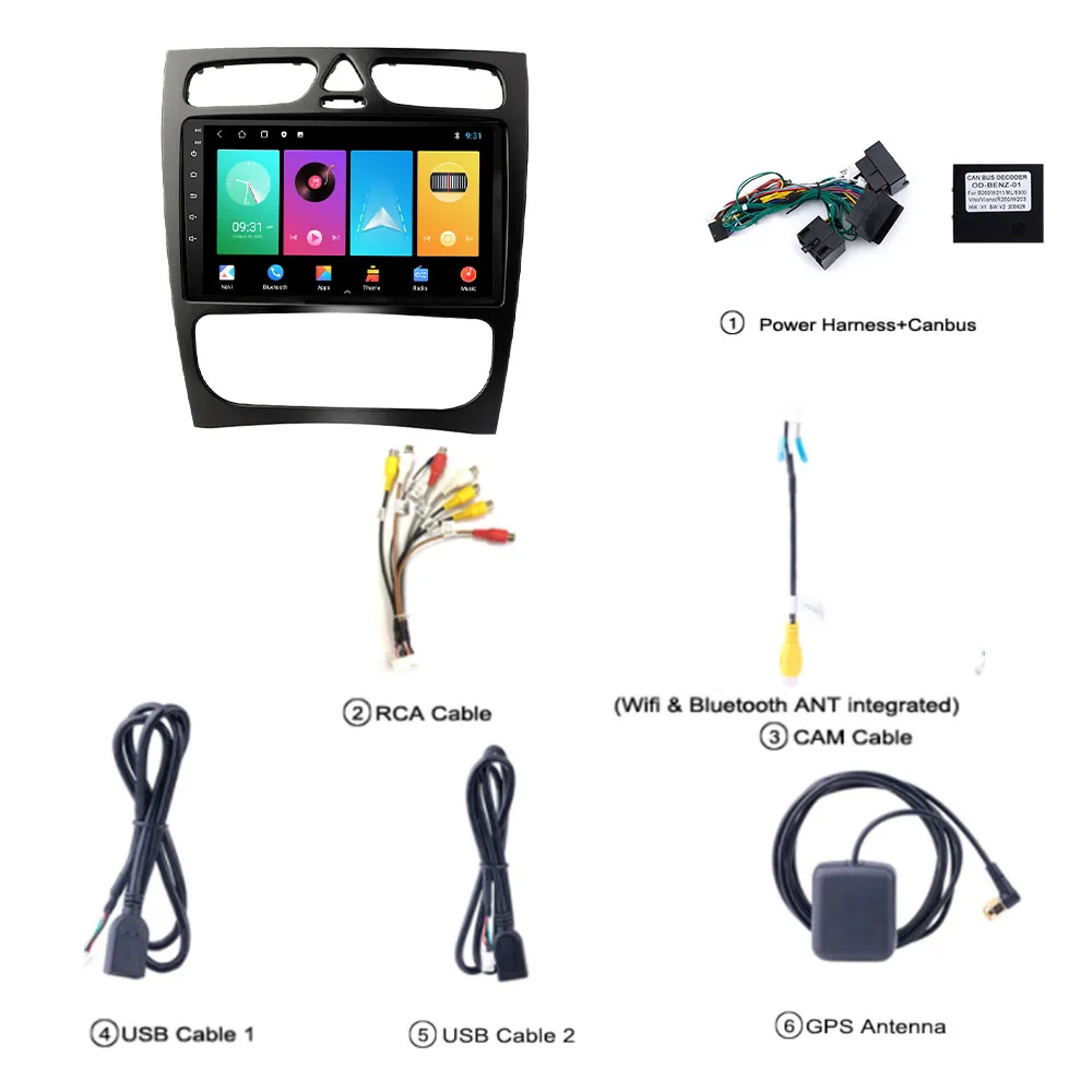 

For Mercedes Benz C-Class W203 C200 C320 C350 CLK W209 2002-2005 9 Inch Screen Android Car Stereo Car Multimedia Video Player