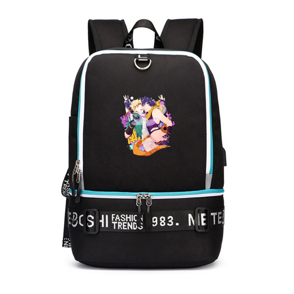 JoJo's Необычные Приключения Оксфорд школьные сумки аниме Bookbag USB зарядка Рюкзак