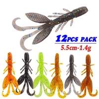 12pcslot silicone shrimp shiner soft fishing lures fish larvae jigging bait artificial worm lure wobblers fishing tackle
