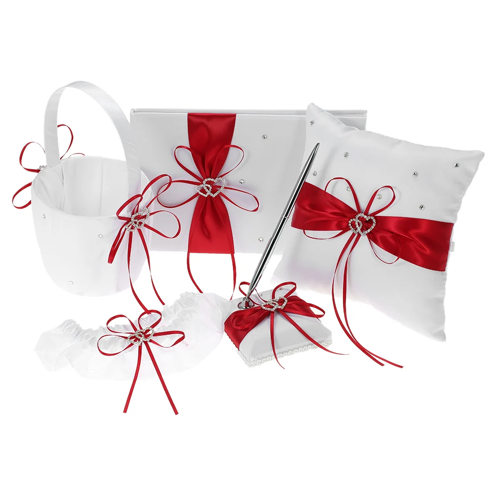 5 шт./компл. свадебные принадлежности двойное сердце атласная Цветочная корзина