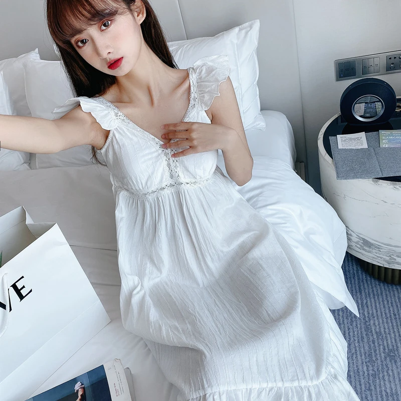 

Sling nightdress princess sweet sleepwear female summer new sexy night dress Korean with chest pad home service bride robe